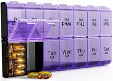 Weekly AM PM Extra Large Pill Organizer, 7 Day Pill Case 2 Times a Day, XL Day