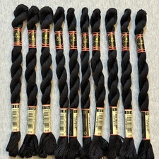 DMC Cotton Perle #5 Lot of 10 Black #310 Embroidery Floss Thread