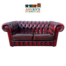 Vintage Oxblood Leather Chesterfield sofa 2 Seater FREE DELIVERY