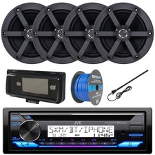 JVC Marine Bluetooth CD Receiver, 4x 6.5" 100W Speakers w/Wire, Antenna, Cover