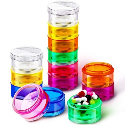 Sieral 7 Days Stackable Pill Organizers 7 Compartments Round Rainbow Color 