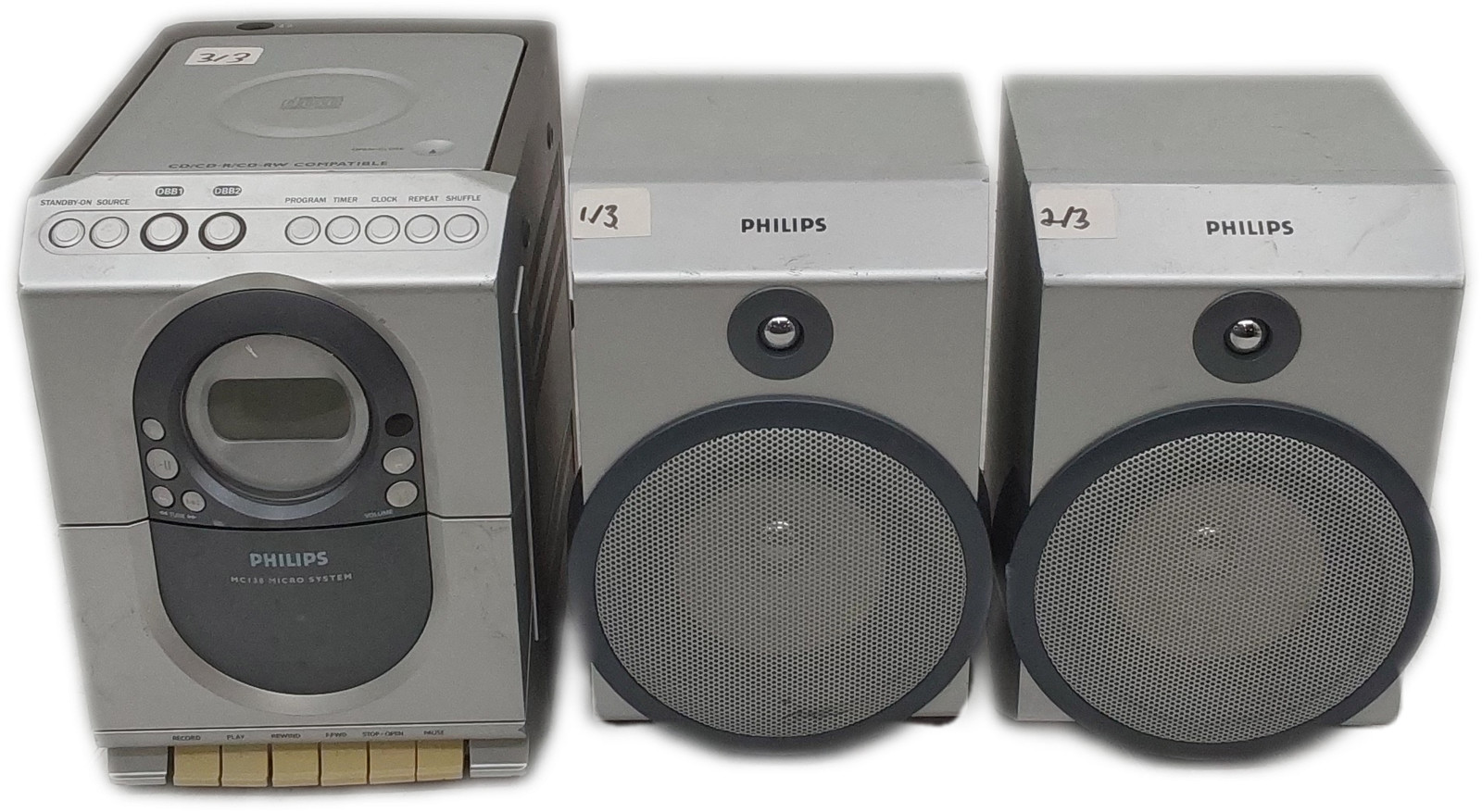 Philips MC138/37 Silver AM/FM Radio Cassette CD Player Stereo System