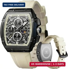 OLEVS Watch Men Luxury Watches for Men Fashion Casual Large Square Skeleton Mult
