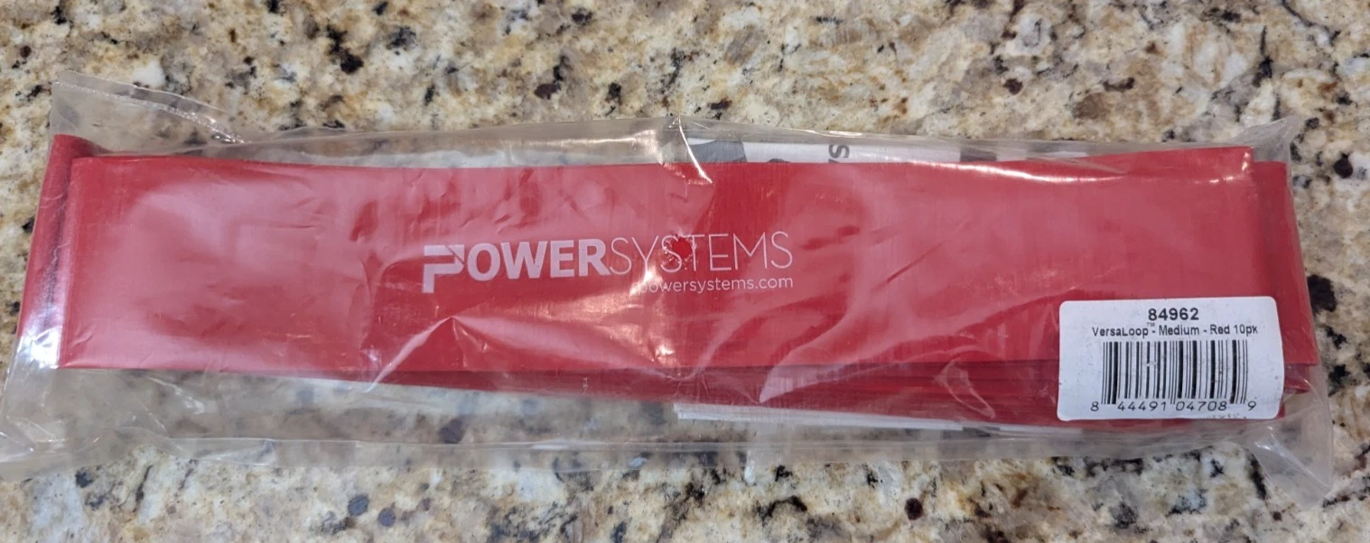 Power Systems 12" Versa Loop Resistance Bands Medium (9-34 lb) Red 10pk