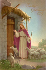 EASTER SHEPHERD JESUS Vintage Greeting Card w/ Envelope New Old Stock MG2