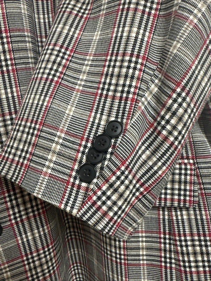 Blazer Steven Land Frederico Para Hombre Talla 54L Marrón/Negro Traje A Cuadros Abrigo Chaqueta Foto 2 de 4