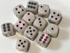 chessex dice mother of pearl w bullseye pips on the 6 side oop