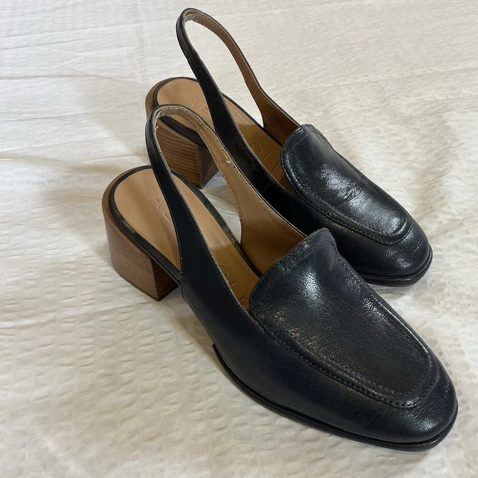 Aerosoles Arlo Chunky Heel Slingbacks Women’s Size 5.5 Navy Blue Loafers UEC - Imagem 3 de 4