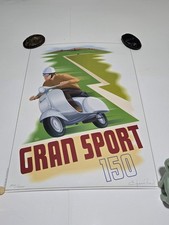 Vtg Vespa Lambretta Art Deco Dealership Advertising Poster, Reid, Signed L.E. #1