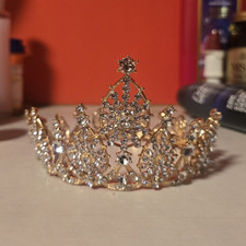 Gold Tone Princess Tiara Crown with Rhinestones, Women One Size Costume