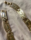 VTG 1980s Greek Key Choker Necklace Gold Tone 16” Chain LINK  Collar Estate MINT — photo 9
