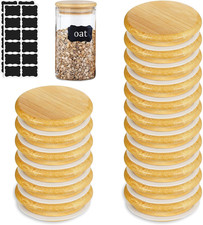 24Pcs Oui Yogurt Jar Lids Wooden Storage Bottle Lid Leak Proof Wooden Lids Reusa
