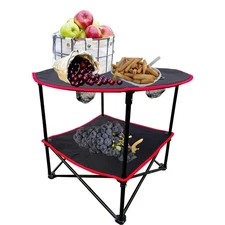 2 Tier Outdoor Camping Gear, Foldable Camping Table with Carry Bag and 4 Cup ...