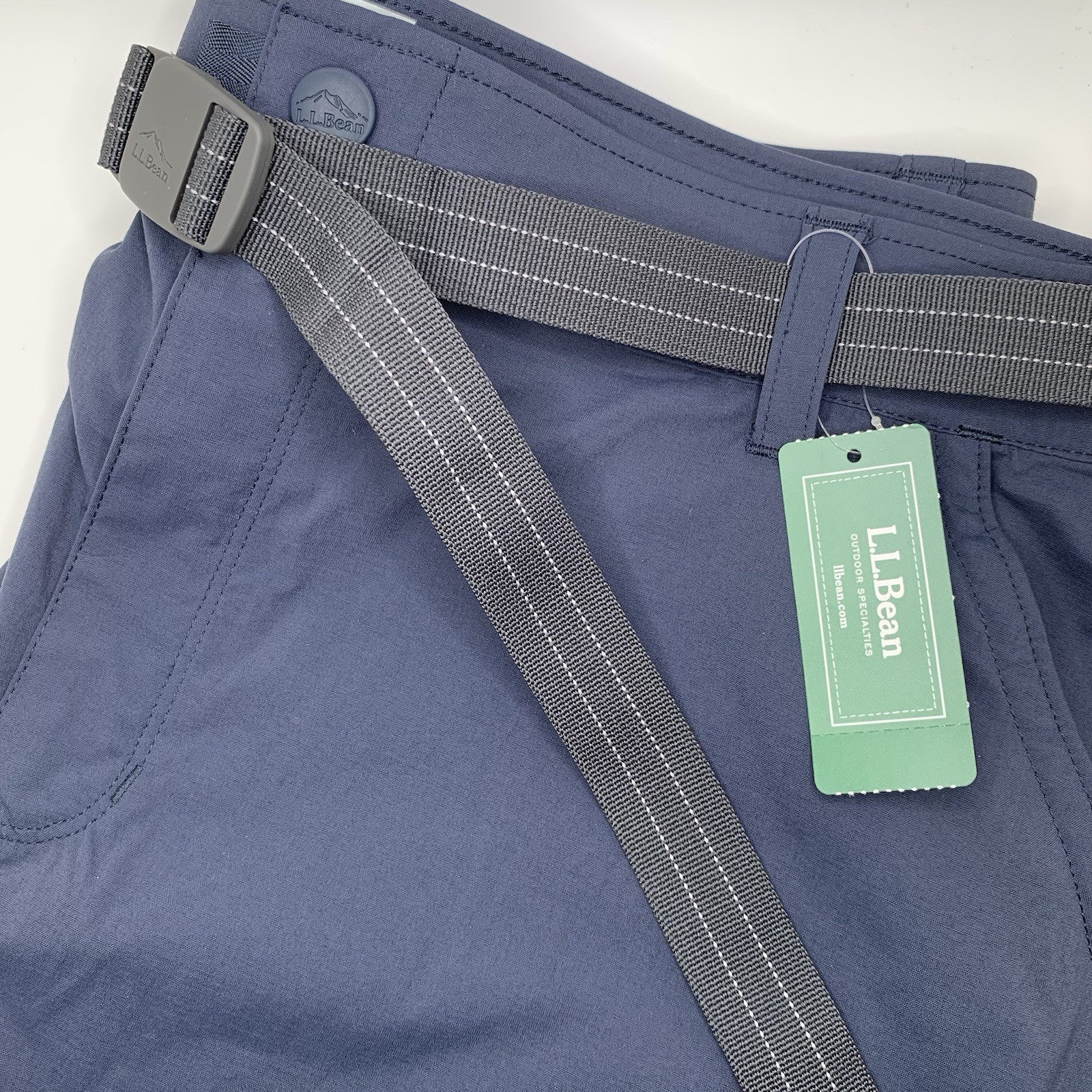 NEW LL Bean Women’s Tropicwear Shorts Blue Nylon UPF 50+ Outdoor Hiking Large