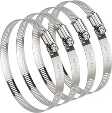 4 Pack 4 Inch Hose Clamps 304 Stainless Steel Quick-Screw Dryer Vent Clamp Adj