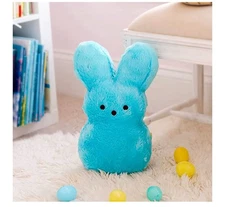 PEEPS Animal Adventure Shaggy Bunny Peeps Bunny 15” Collectible Plush, Blue NEW