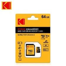 Kodak 64GB microSDXC Memory Card UHS-I U3 V30 A1 4K with SD Adapter New​ Sealed