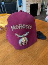Morocco Shriners Fez Vintage with Pin And Bag