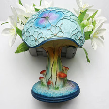 Painting Mushroom Table Lamp, 5.9 Inch New Stained Glass Plant Night Light, Bohe