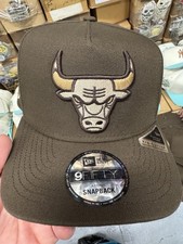 New Era Chicago Bulls 9Fifty AF SnapBack Hat Chocolate Brown Gold Logo