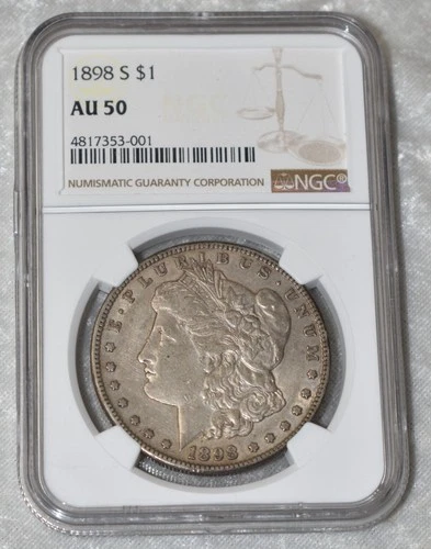 1898 S MORGAN 90% SILVER $1 DOLLAR NGC CERTIFIED AU 50 AU50 SAN FRANCISCO MINT