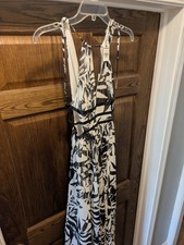 Express Womens Long Ankle Dress White/Black zebra/flowery size XS