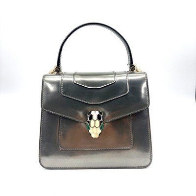  Awesome 丨Bvlgari Serpenti Forever Silver Patent Leather Bag丨J10740