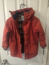 SOLOCOTE Kids Winter Jacket Size 7/8Y Faux Fur Hooded Warm Coat Orange S75