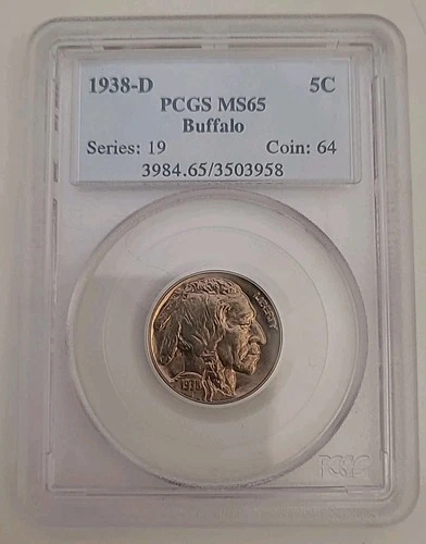 1938-D BUFFALO NICKEL GRADED PCGS MS65