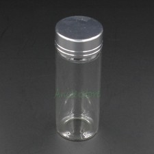 40ml 80mm x 30mm  Empty Clear Glass Bottle Display Storage Vials Silver Al Cap