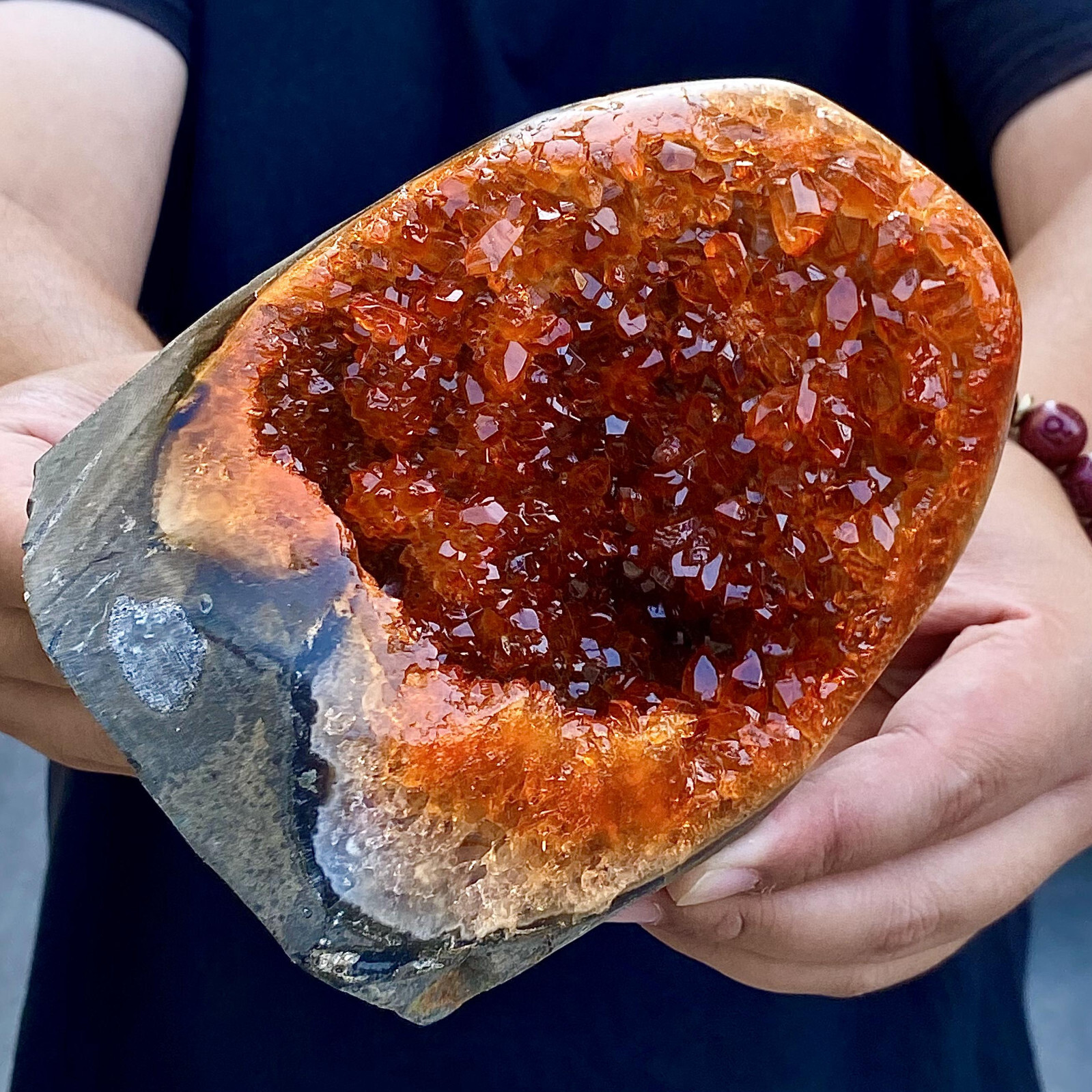 3.86LB  Superb Yellow Citrine Crystal Cave Decor Stone Cathedral Geode Specimen