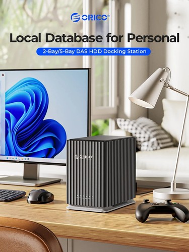 ORICO 5 Bay DAS HDD Case Enclosure Personal Storage Type-C 12V4A Power Supply - Picture 2 of 7