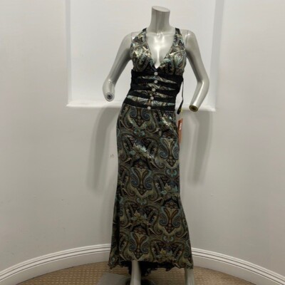 BICICI Halter Printed Midi Gown Cutouts Back Size XS Special Occasion  Cocktail | eBay