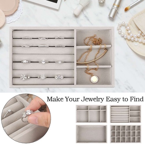 Jewelry Organizer Storage Case Velvet Jewelry Drawer Insert Display for Store - Picture 8 of 17