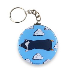 Tricolor Corgi Dog Cloud Keychain Handmade Retro Pet Portrait Art Gift Accessory