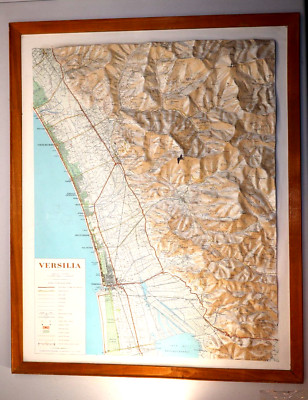 Vintage 3-D Raised Relief 1960s Topographical Map Of Italy - Versilia