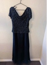 J Kara Formal Beaded Navy Dress Size 18W Women New without Tags
