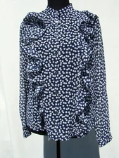 Frnch Paris Womens NWT Floral Long Sleeve Button Down Blouse multi color  Sz XS