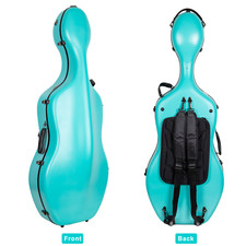 Crossrock Poly Carbon Case fits 4/4 Full Size Cello-with Wheels  Straps-Mint Blue