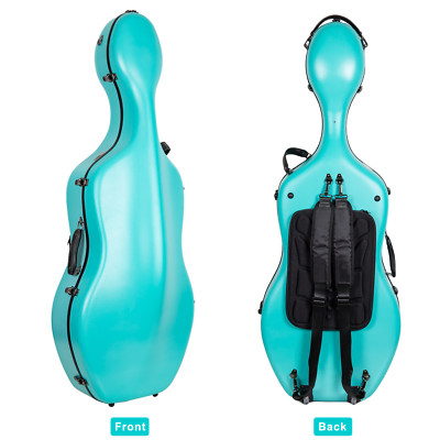 Crossrock Poly Carbon Case fits 4/4 Full Size Cello-with Wheels，Straps-Mint Blue