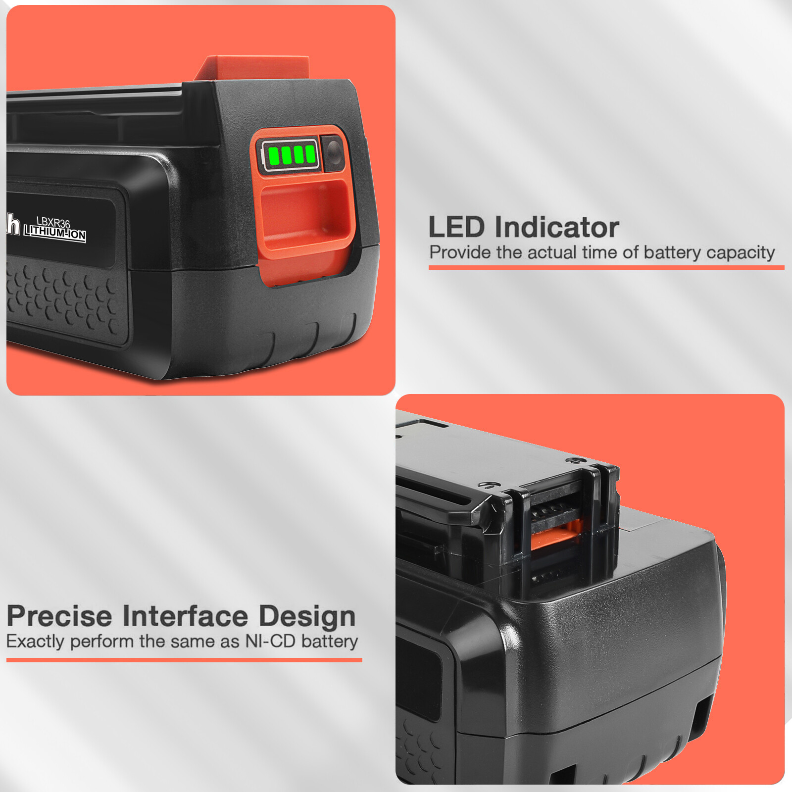 5.0Ah Battery For Black & Decker 40V 40 Volt Max Lithium Ion LBXR36 LBX36 LB36