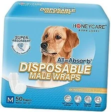 All-Absorb A25 Male Dog Wrap, 50 Count, Medium, White 