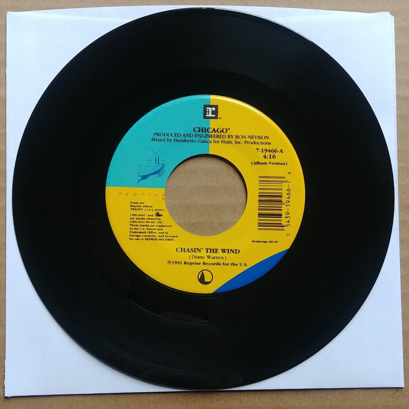 CHICAGO Chasin The Wind 45 7" POP ROCK 1991 Record Vinyl Reprise Records