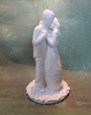 BRIDE & GROOM HAND PAINTED WEDDING CAKE TOPPER WILLOW TREE REFURB 