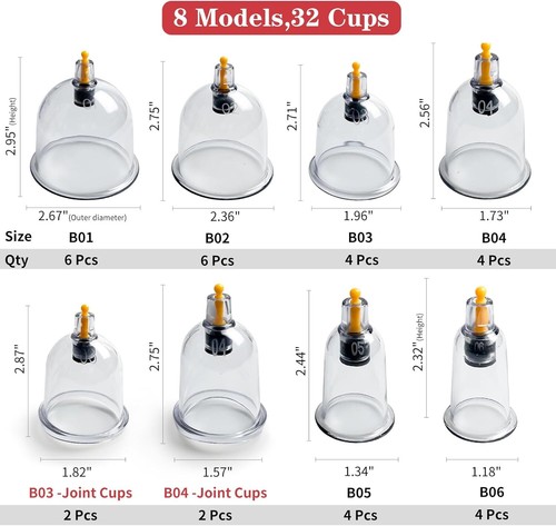 32 Cups Cupping Therapy Set with Pump - Acupoint Cupping Home Therapy Tools - Picture 2 of 10