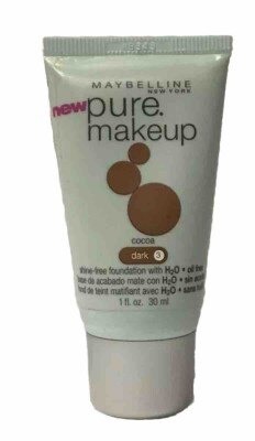 2 Tubes Maybelline Pure Makeup Oil Free  Cocoa  Dark 1 fl oz / 30 ml