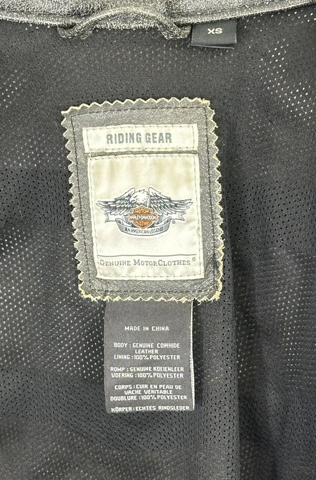Chaqueta de carrera Harley Davidson de cuero envejecido perforado talla XS Speedway 1903 Foto 3 de 4