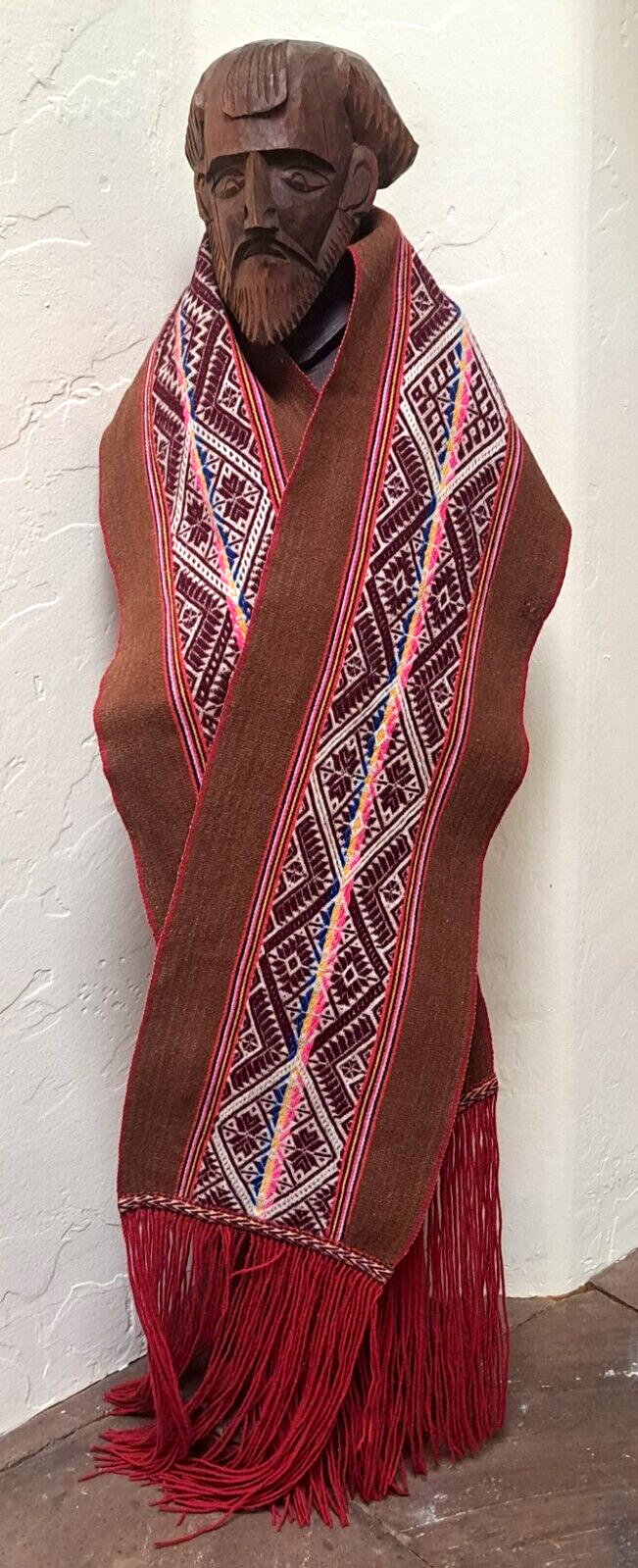 Vintage Peruvian Wool SCARF HAND WOVEN Textile Tribal Rare image 3