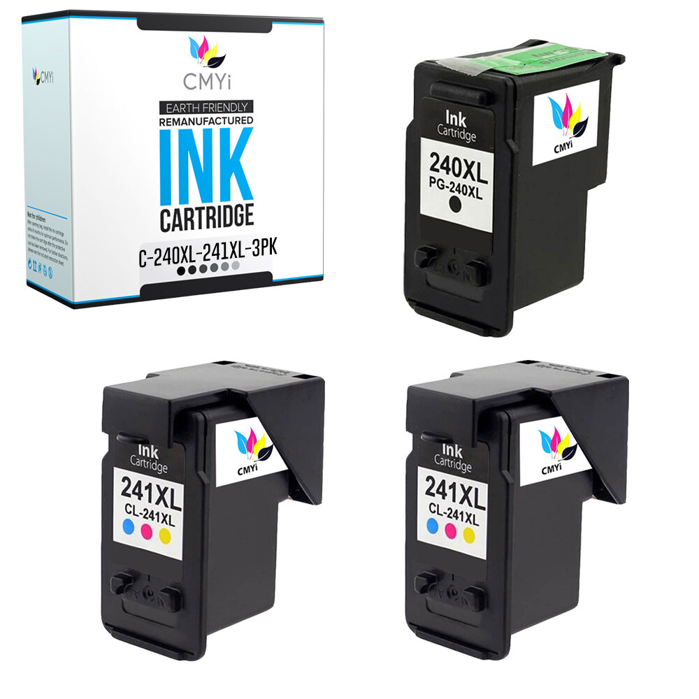 3PK 240XL 241XL Replacement Ink Cartridges for Canon PIXMA MX512 MX522 MX532