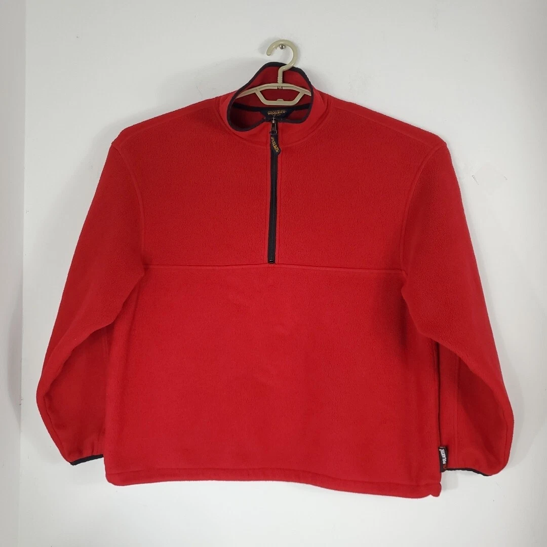 John Rich And Bros Woolrich Pullover 1/4 Zip Fleece Red Sz L/XL Made in USA